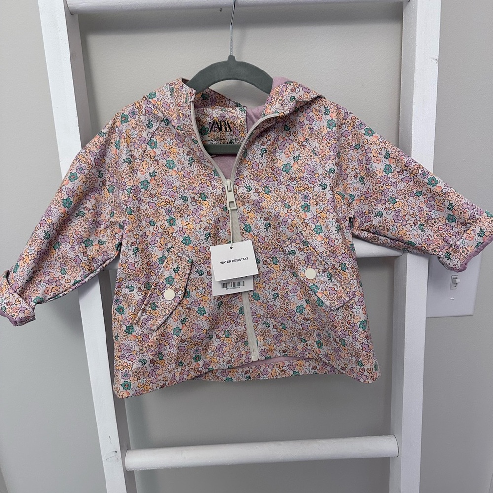 NWT Zara Colorful Floral Baby Rain Jacket